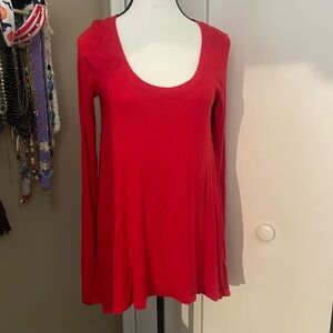 FREE PEOPLE January Tunic Tee Top RED S /Small